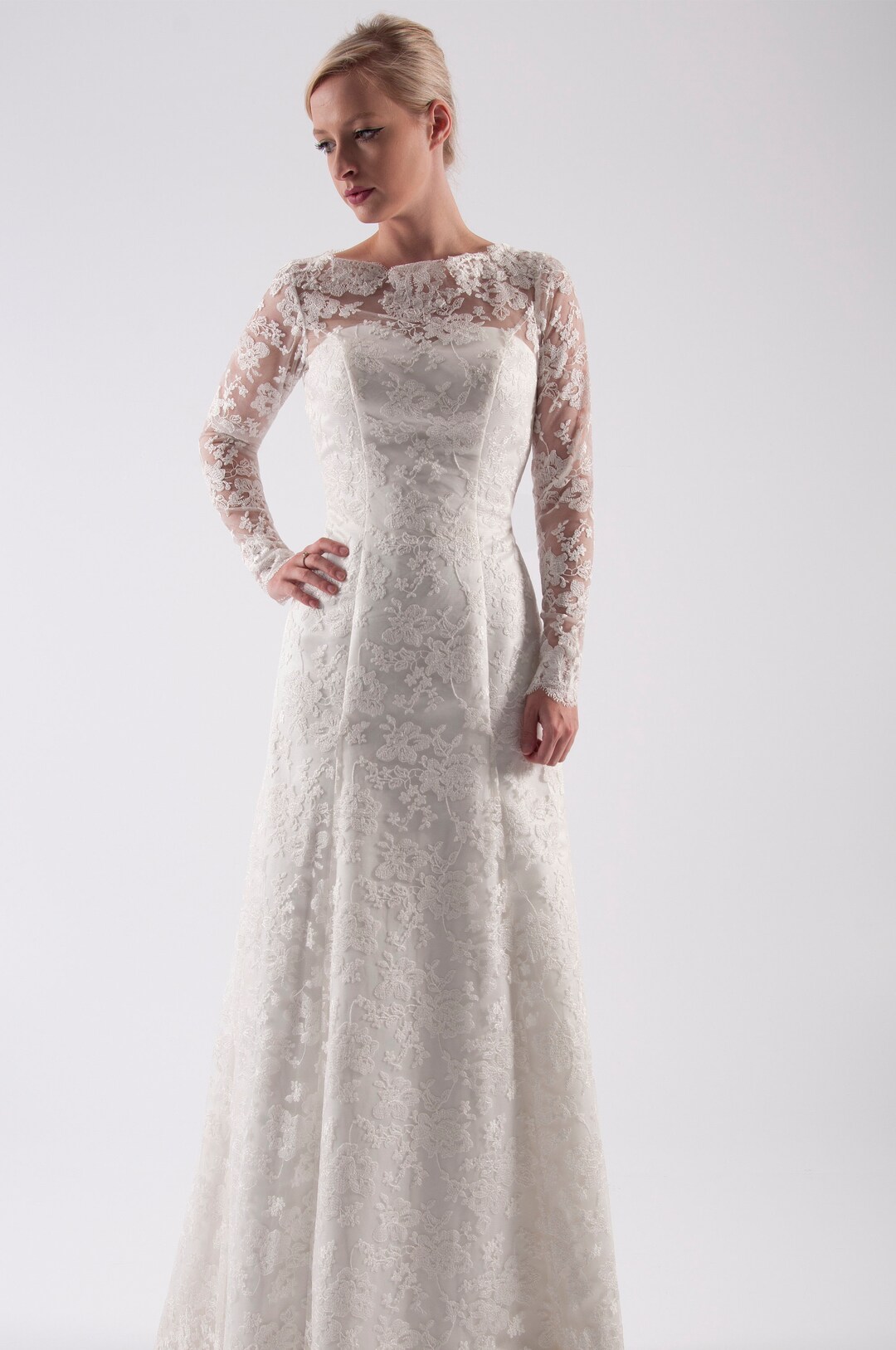 House of Mooshki Original A Line Ivory Lace Wedding Dress With - Etsy UK