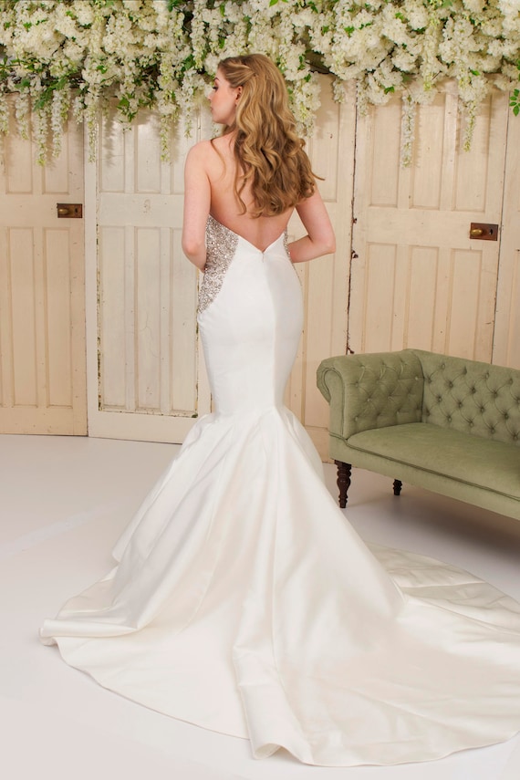 Grace Philips Original- Adeline. Ivory Mikado Strapless Wedding Dress With  Diamonte Beaded Body Con Detail - Etsy