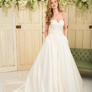Grace Philips Strapless Duchesse Satin Ballgown wedding dress with pockets