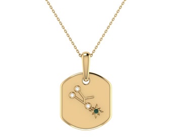 Taurus Bull Constellation Tag Pendant Necklace in 14K Yellow Gold Vermeil