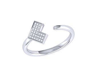 One Way Arrow Diamond Open Ring in Sterling Silver