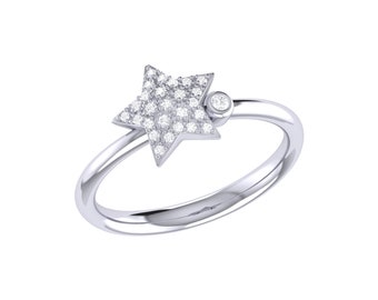 Dazzling Star Bezel Diamond Ring in Sterling Silver