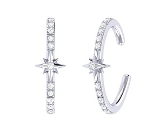 Starry Lane Diamond Ear Cuffs in Sterling Silver