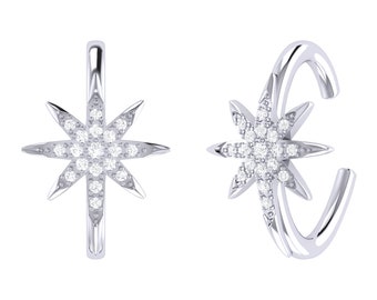 North Star Diamond Ear Cuffs in Sterling Silver