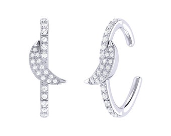 Moonlit Diamond Ear Cuffs in Sterling Silver