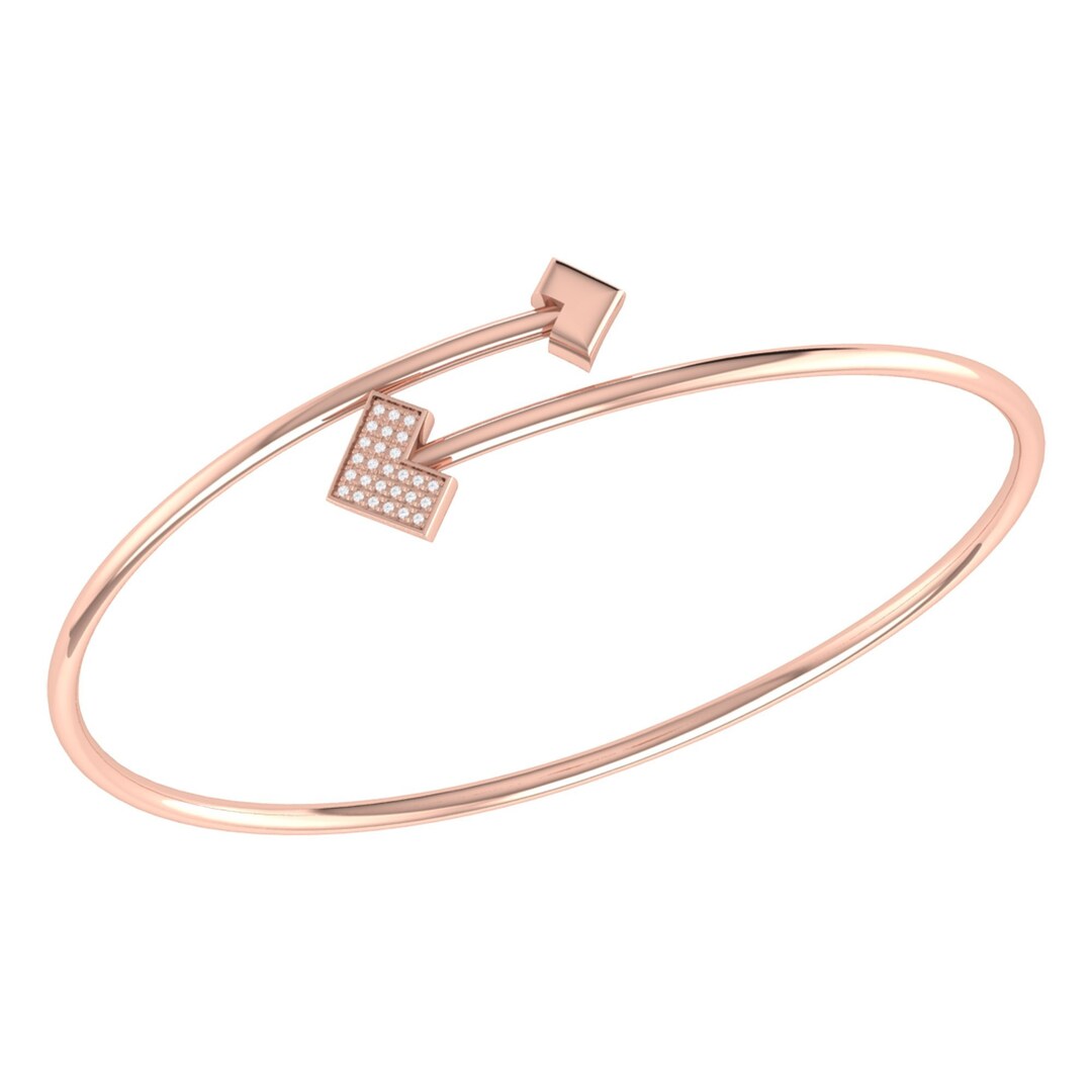 One Way Arrow Adjustable Diamond Bangle in 14K Rose Gold - Etsy