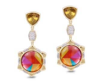 Girl on Fire Vibrant Citrine Diamond Earrings