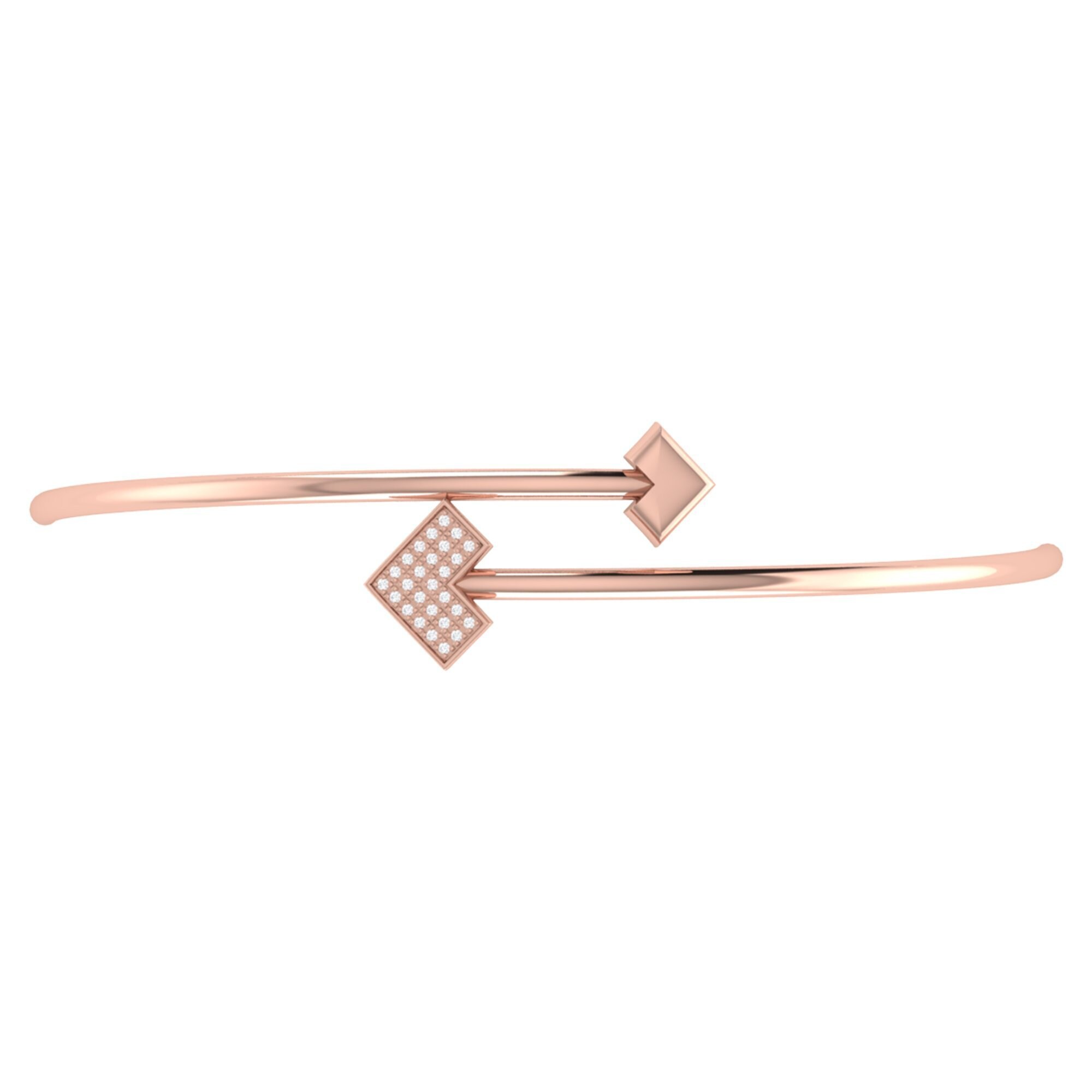 One Way Arrow Adjustable Diamond Bangle in 14K Rose Gold - Etsy