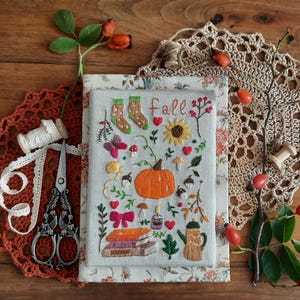 Carte postale d'automne en broderie PDF Patron de broderie en français