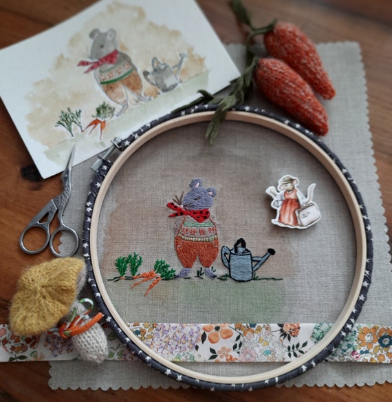 Le jardinier modèle de broderie souris jardin patron de broderie traditionnelle PDF