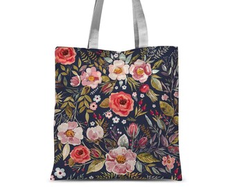 Flower canvas messenger bag Vintage Floral Pattern with Viburnum Flowers and Shrubs Seasonal Bohemian Design canvas beach bag Blue White 16x18-13 Flower canvas messenger bag Vintage Floral Pattern with Viburnum Flowers and Shrubs Seasonal Bohemian Design canvas beach bag Blue White 16x18-13