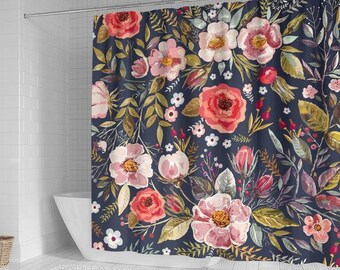 Floral Shower Curtain 70 X 68 Flower Print Shower Etsy