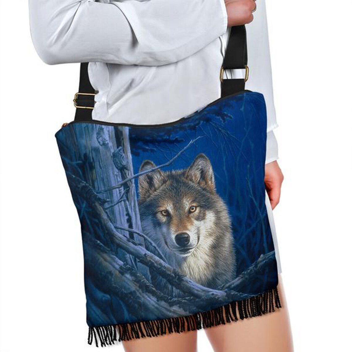 Wolf Cross Body Bag Wolf Canvas Tote Bag for Women Wolf Etsy