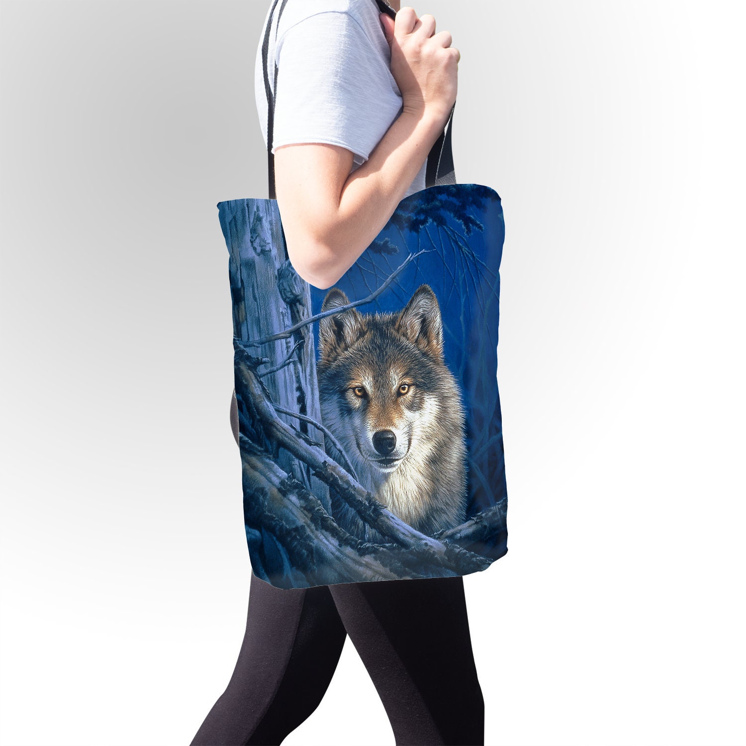 Wolf Tote Bag Wolf Shopping Bag Wolf Beach Bag Wolf Canvas Etsy