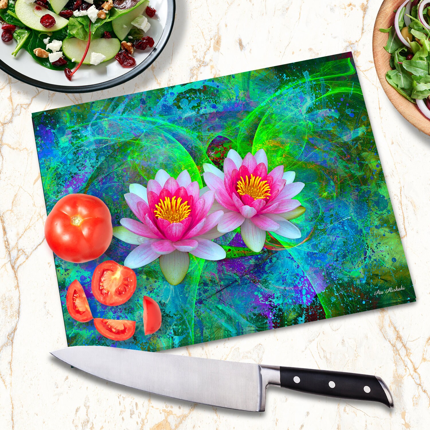 Glass Cutting Board Makes an Awesome Gift for Lotus Flower Etsy