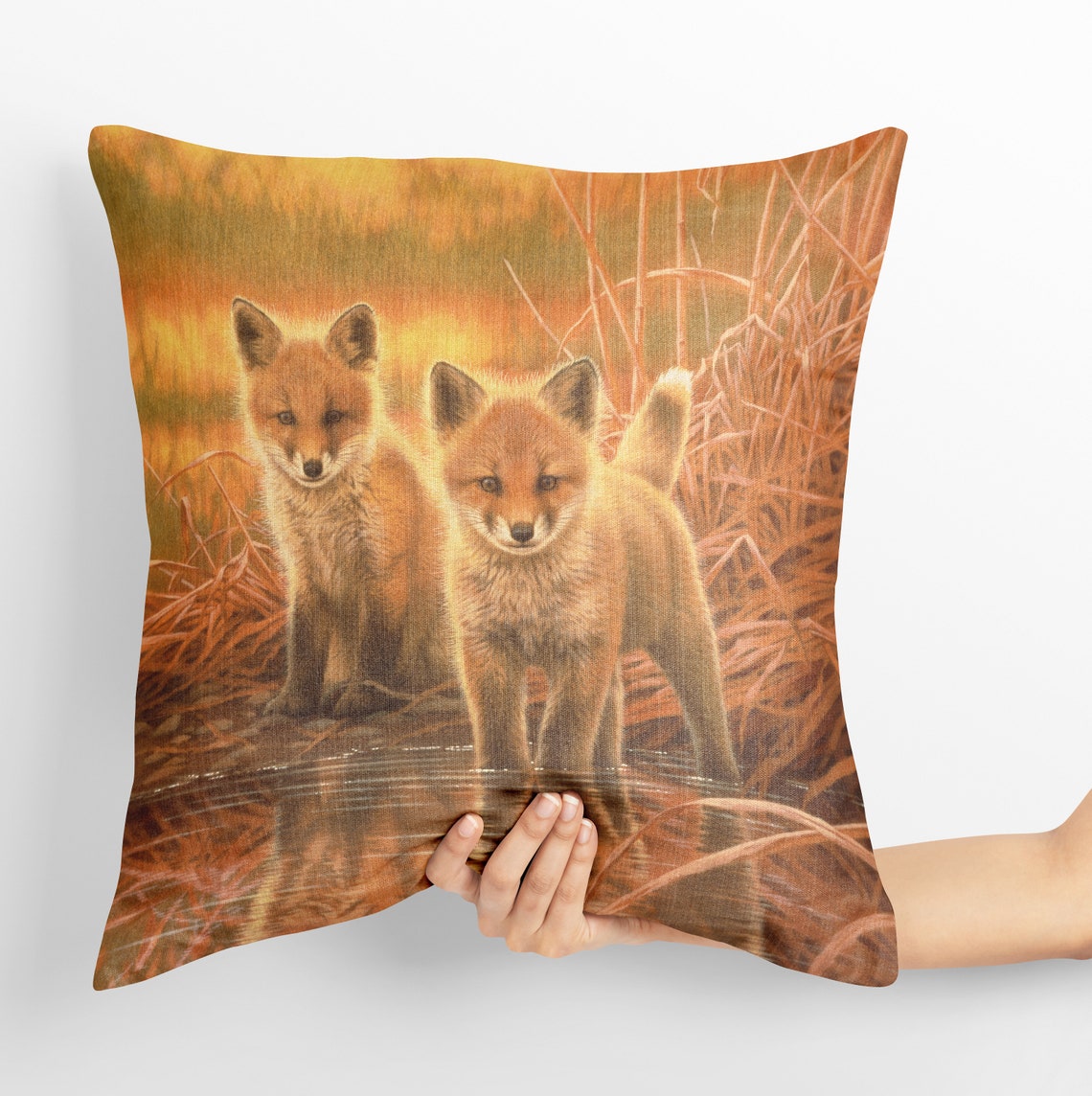 Baby Fox Throw Pillows Pillow Covers Fox Pillow A Gift Idea Etsy