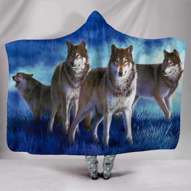 hooded wolf blanket