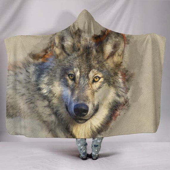 Wolf Blanket Wolf hooded blanket Wolf Gifts Wolf Lovers Etsy