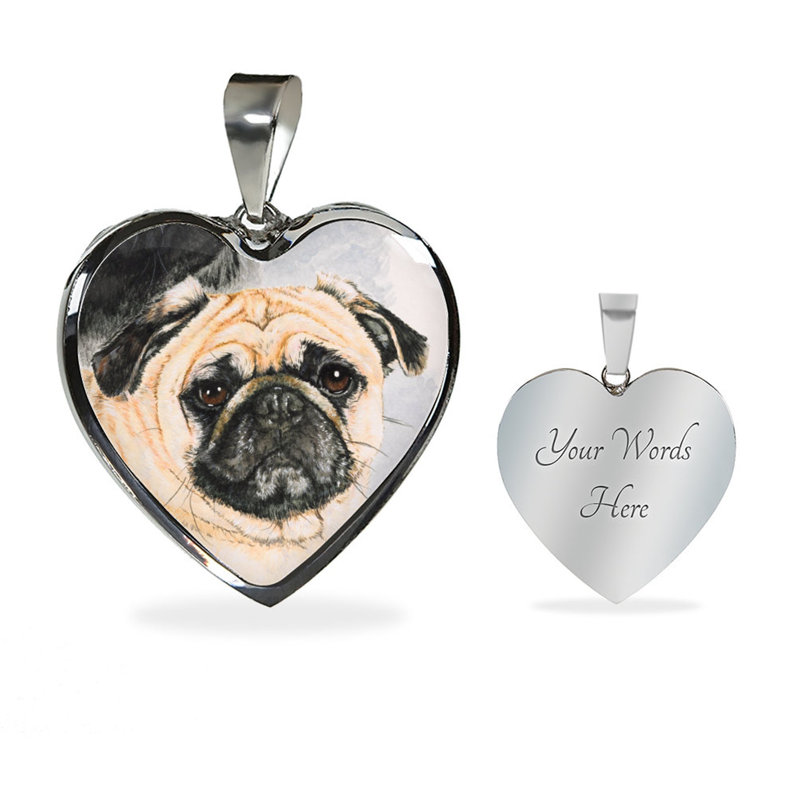 Pug Necklace Pug Necklace Gold Pug Jewelry Pug Gifts Dog Etsy