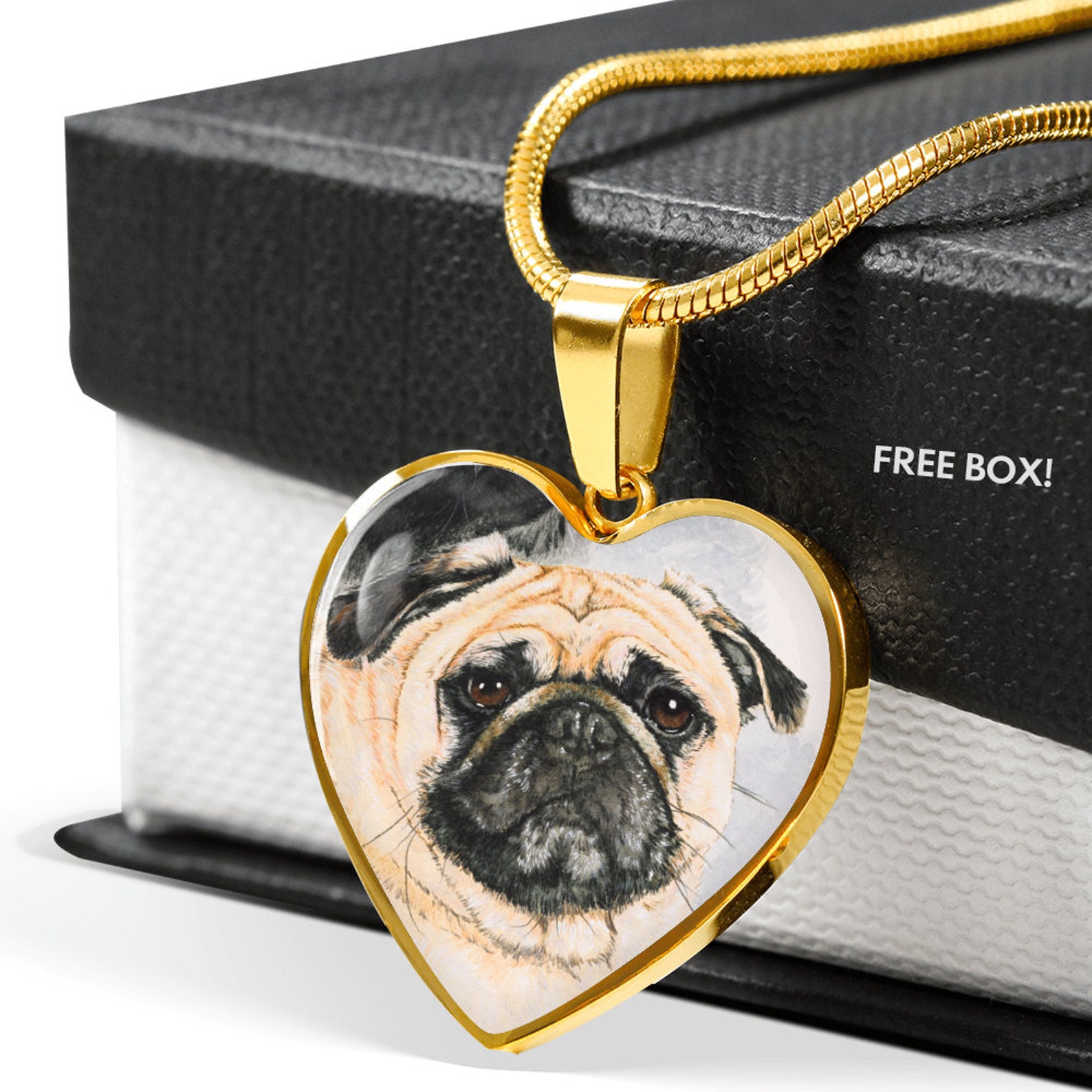 Pug Necklace Pug Necklace Gold Pug Jewelry Pug Gifts Dog Etsy
