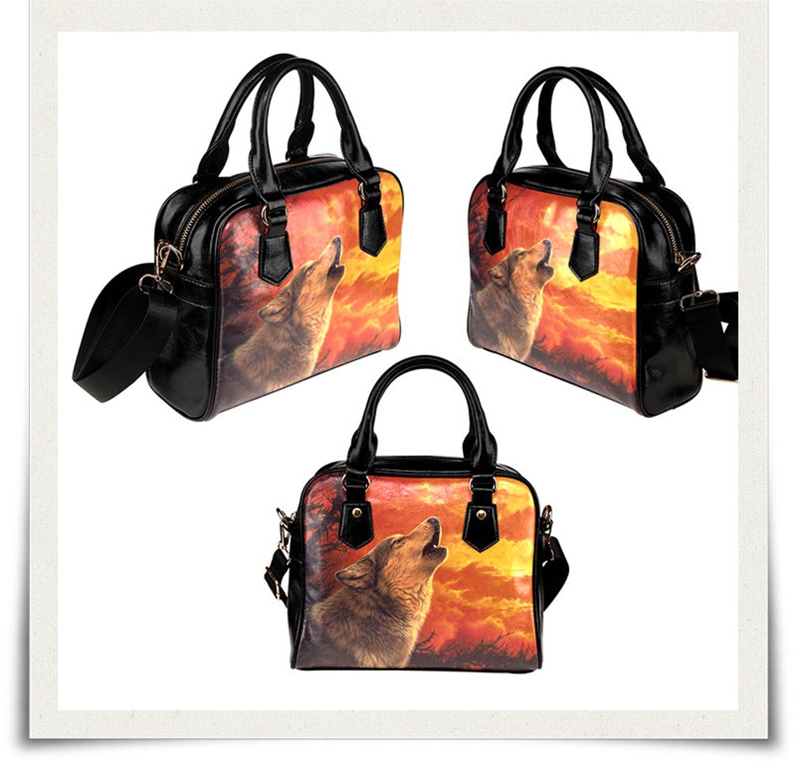 Wolf Handbag Wolf Bag Evening Glow Shoulder Handbag Wolf Etsy Denmark