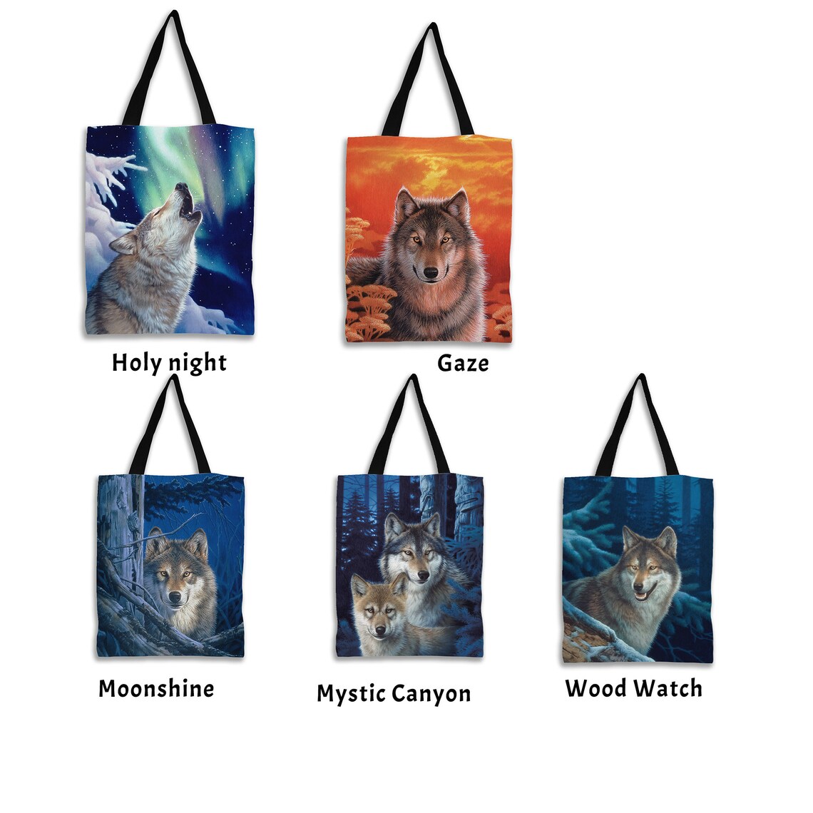 Wolf Tote Bag Wolf Shopping Bag Wolf beach bag Wolf Canvas Etsy