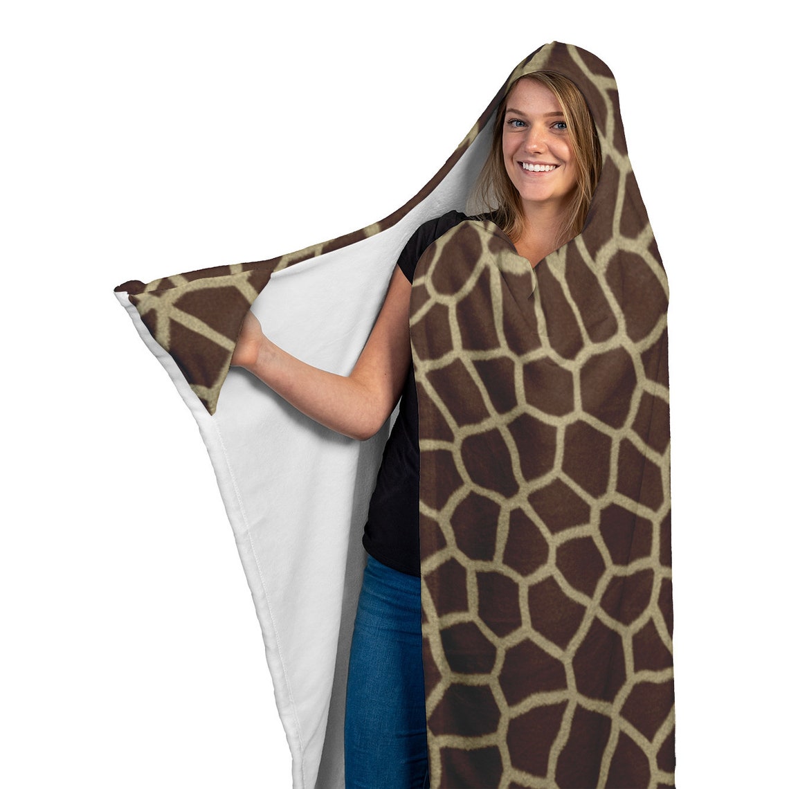 Giraffe Hooded Blanket Giraffe Throw Blanket Etsy