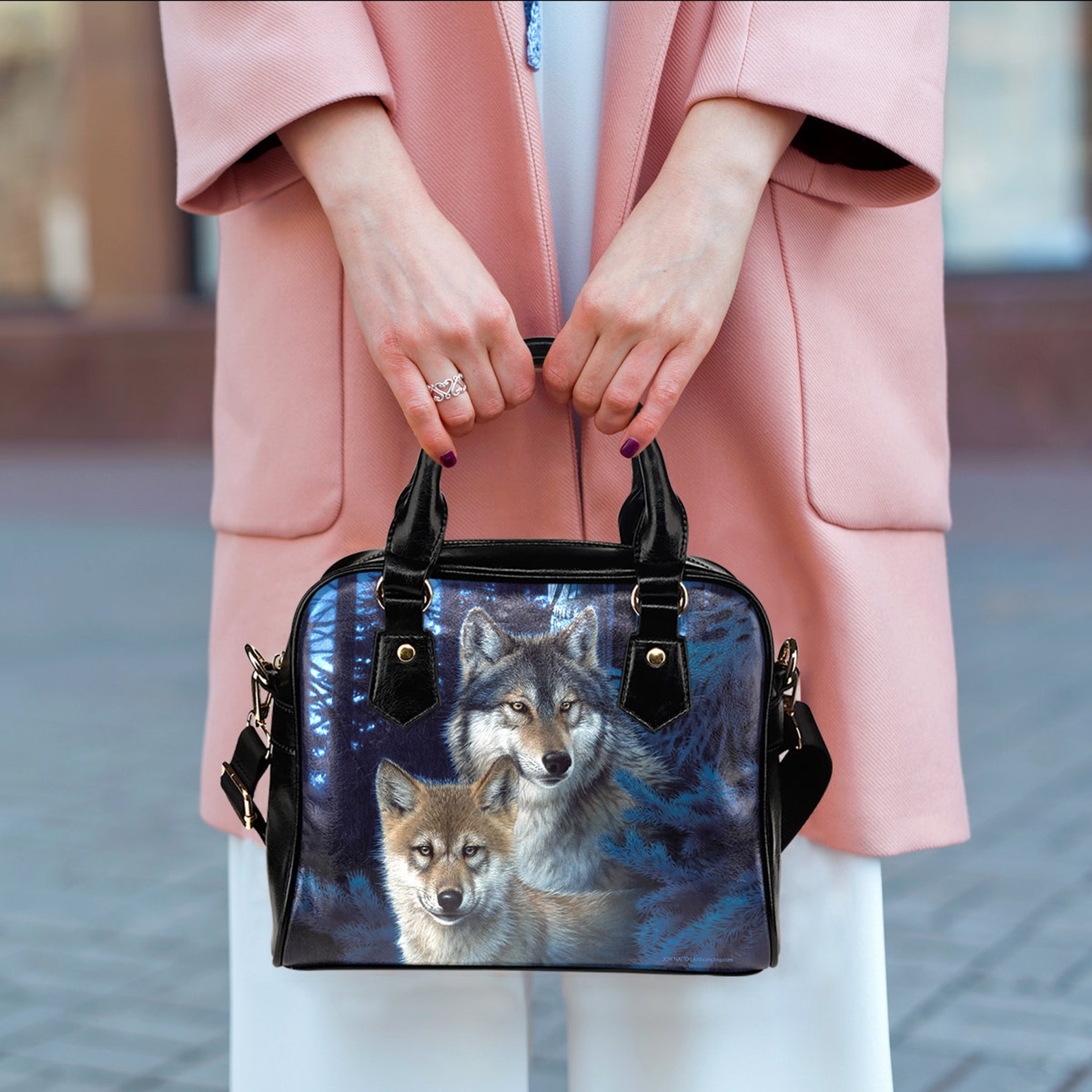 Wolf Handbag Wolf Purse Mystic Canyon Shoulder Handbag Wolf Etsy