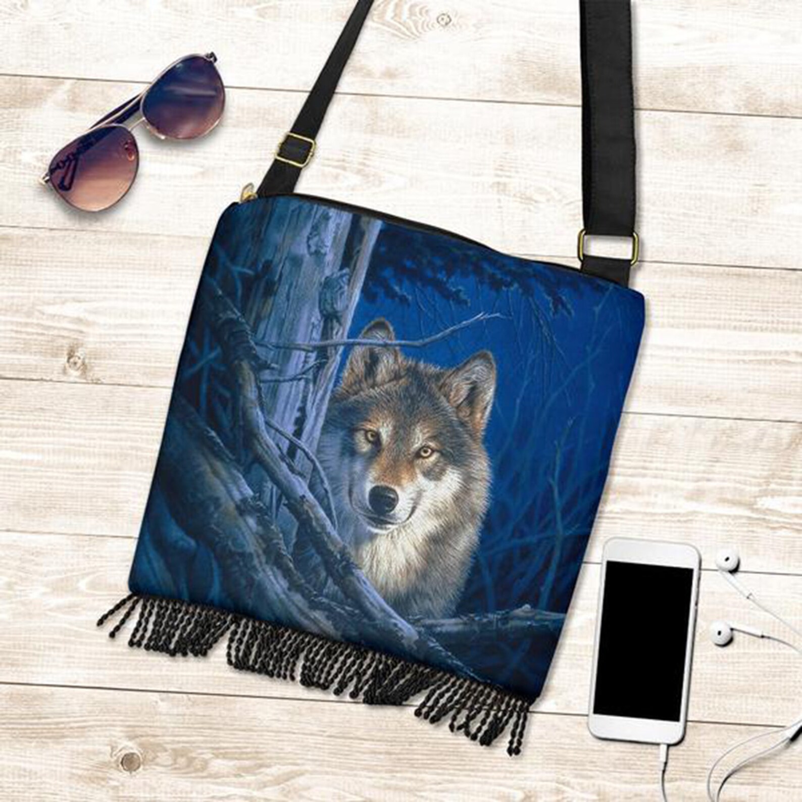 Wolf Cross Body Bag Wolf Canvas Tote Bag for Women Wolf Etsy