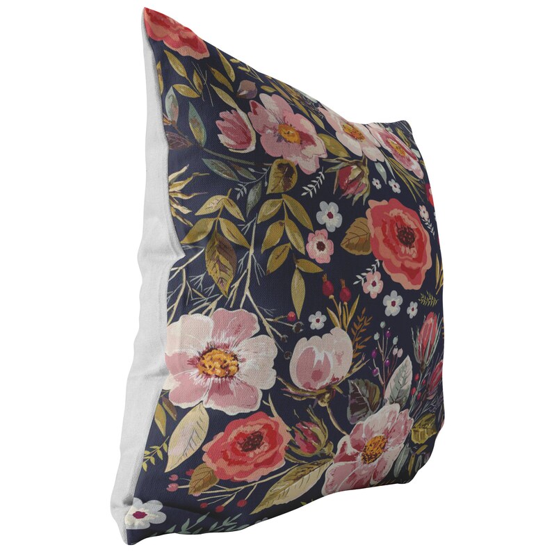 Floral Pillow Vintage Flower Pillow Cover With Zipper Flower Etsy