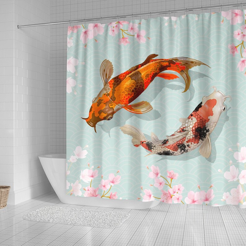 Koi Fish Shower Curtain Etsy