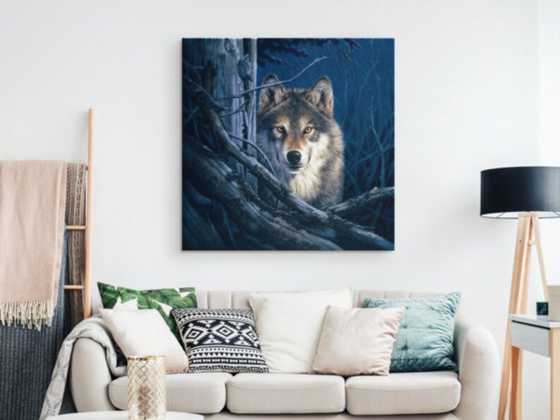 Wolf Wall Art Canvas Framed Wolf Art Etsy