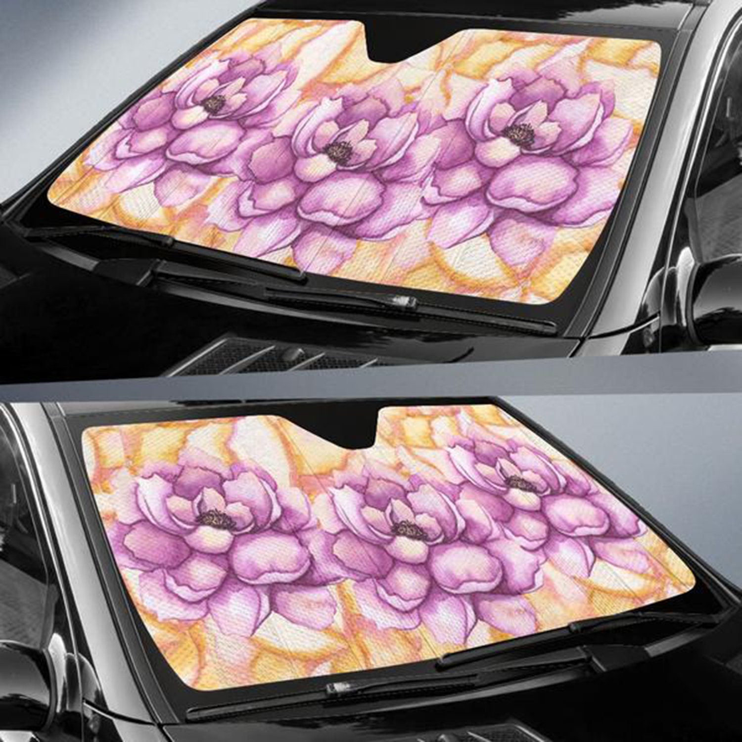 Pink Peonies Car Sun Shade Flower Auto Sun Shade Watercolor Etsy