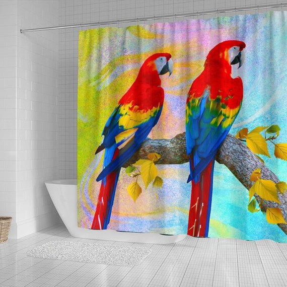 Rideau De Douche Parrot Rideau De Douche Exotic Bird Cadeau Etsy France