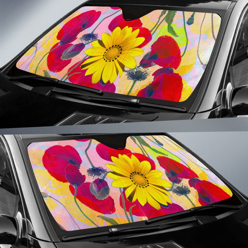 Car Sun Shade Flower Auto Sun Shade Etsy