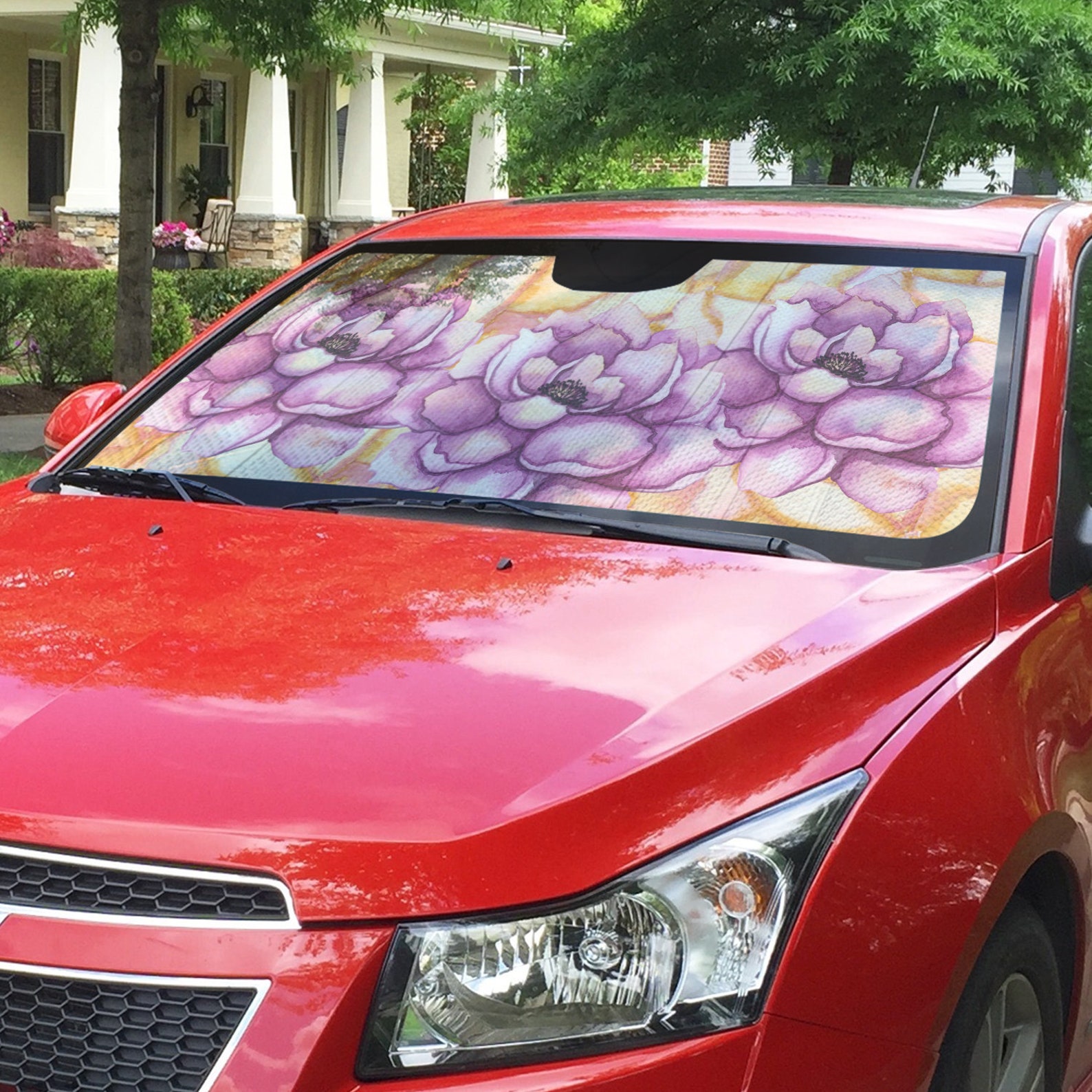 Pink Peonies Car Sun Shade Flower Auto Sun Shade Watercolor Etsy