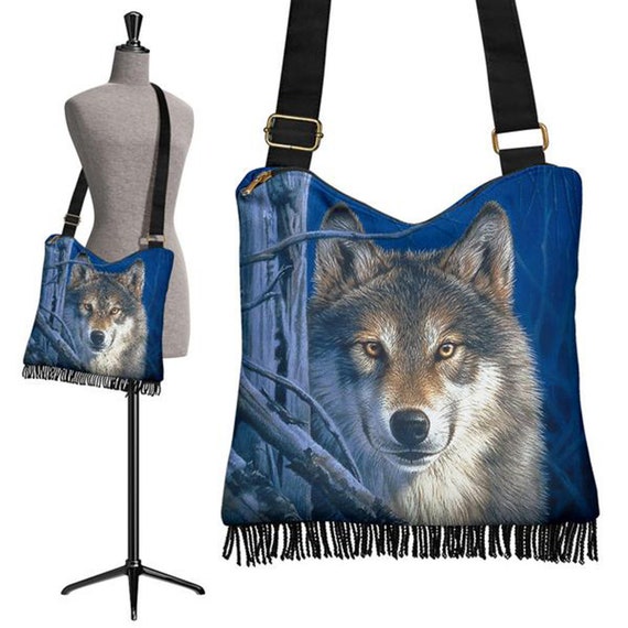 Wolf Womens Canvas Hobo Handbags Shoulder Bag Tote Bag Wolf Womens Canvas Hobo Handbags Shoulder Bag Tote Bag