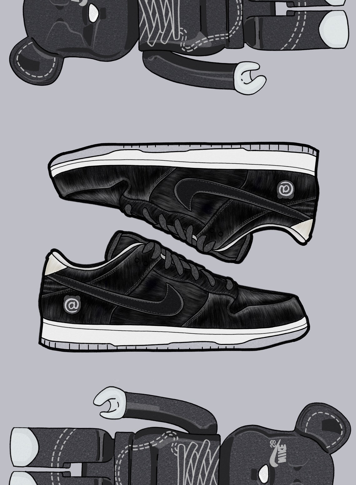 Medicom Toy X Nike SB Dunk Low bearbrick Art Wall | Etsy