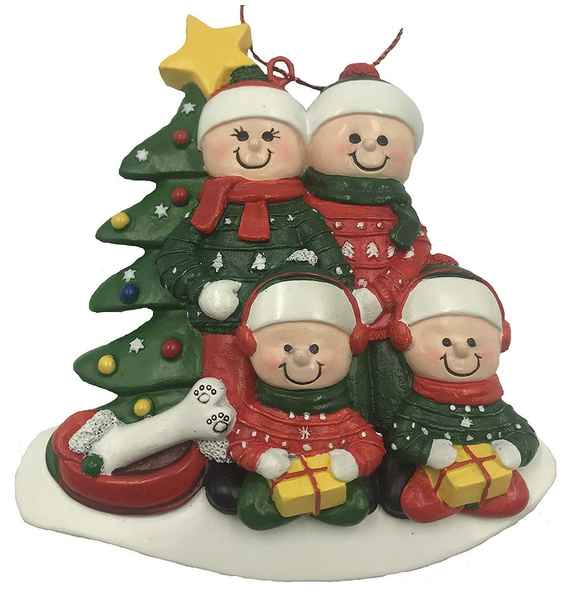 Personalized Family Of 4 Christmas Ornaments 