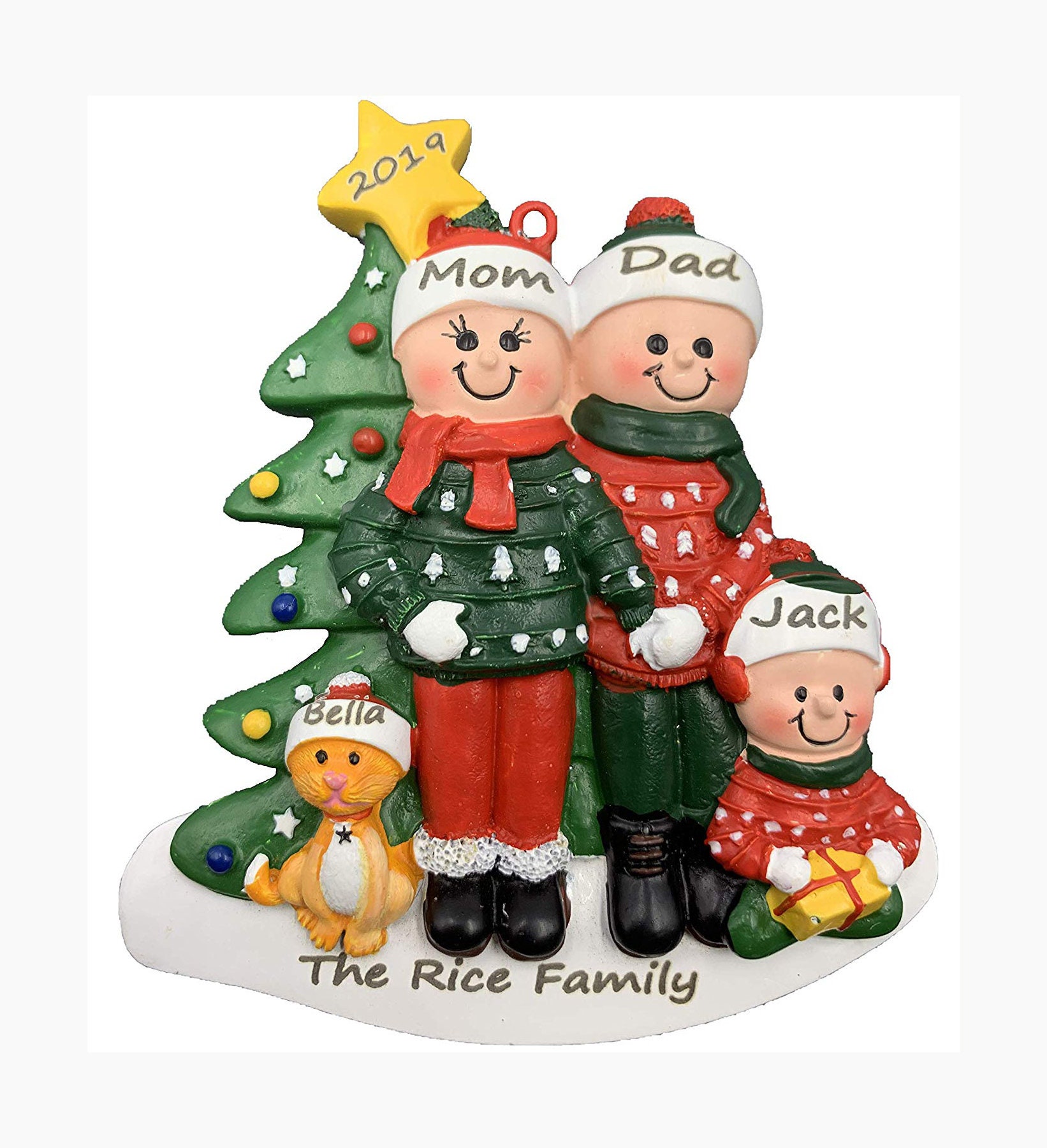 Personalized Family Of 3 Christmas Ornaments 