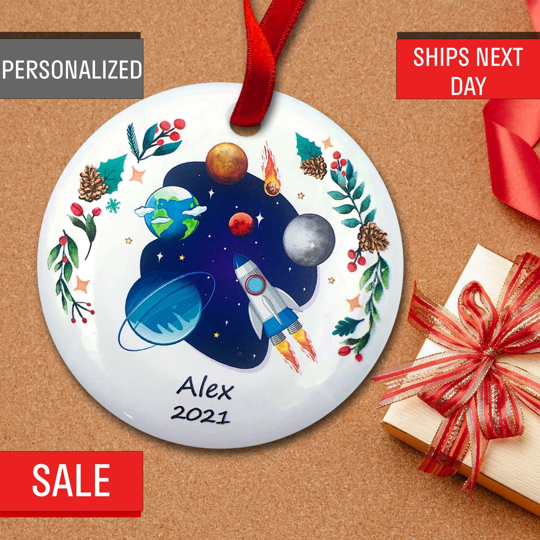 Space Themed Spaceship Christmas Tree Ornament Personalized - Etsy