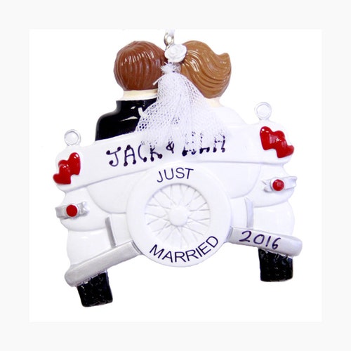 Bride and groom christmas ornament set