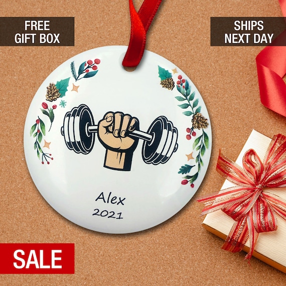Weight Lifter Fitness Sport Personalize It Yourself Christmas Tree Ornament for sale online 