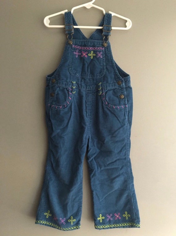Floral Y2K Embroidered Toddler Overalls | 2t
