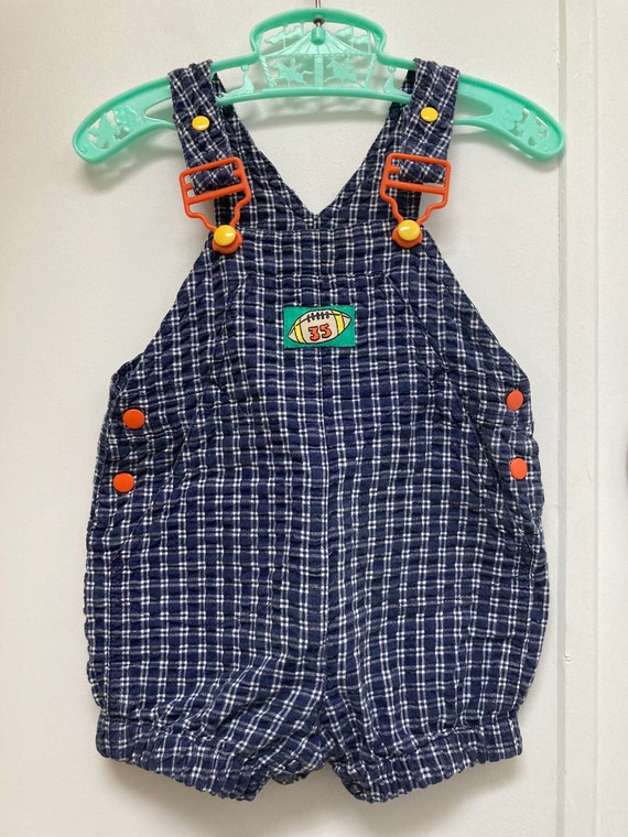 Vintage Gymboree Plaid Football Baby Short Overall