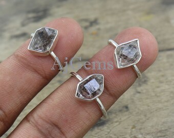 Herkimer Diamond Ring, Diamond Silver Ring, Raw Diamond Ring, 925 Solid Silver Ring, Uncut diamond ring,Healing Stone Women Silver Gift Ring