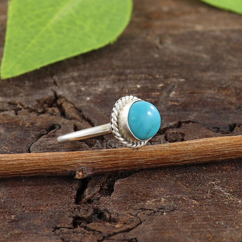 Sleeping Beauty Turquoise Ring Everyday Use Ring December Month Rings Round Turquoise Ring Natural Turquoise Ring 925 Solid Silver Ring