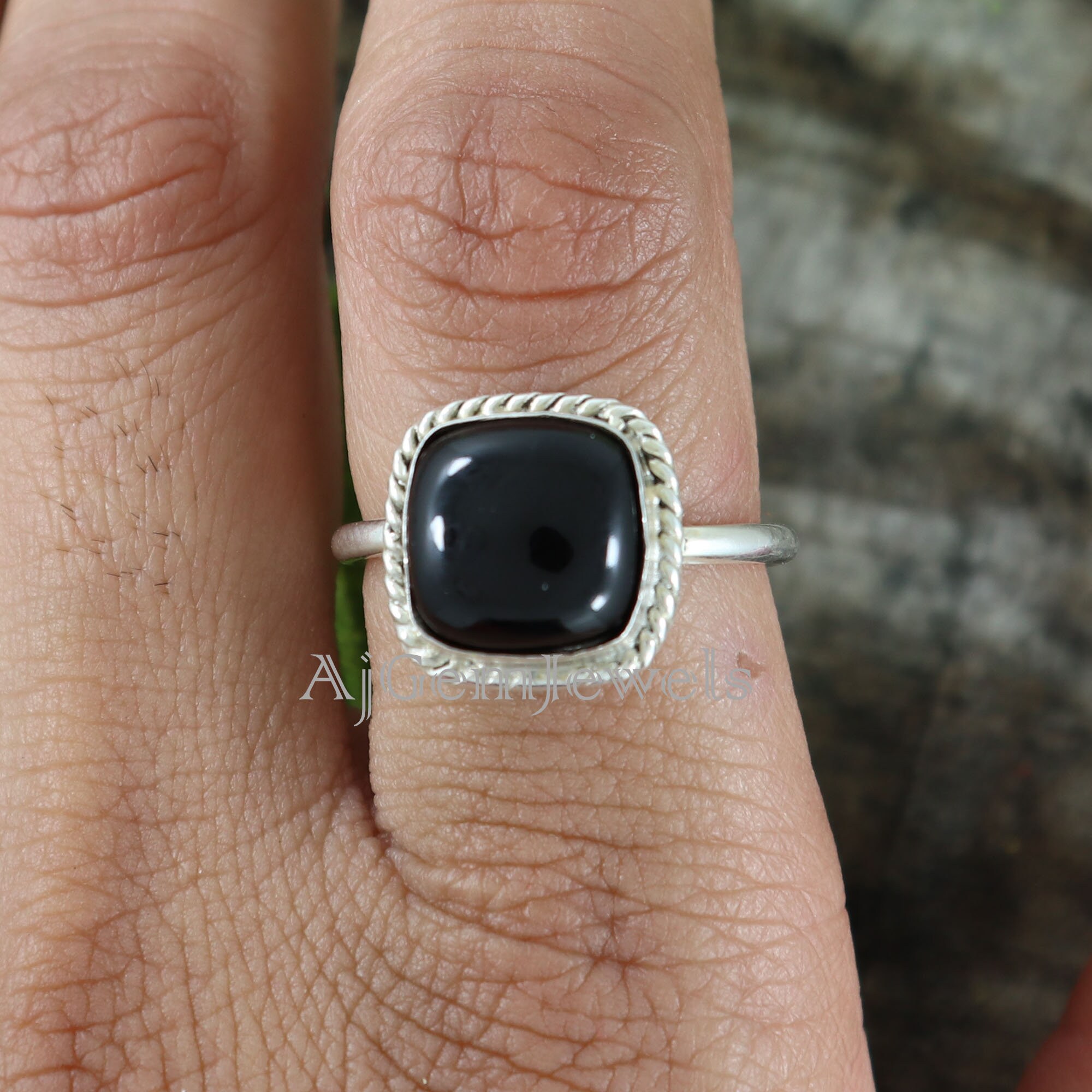 Genuine Black Onyx Ring Black Onyx Silver Ring Black Onyx Etsy