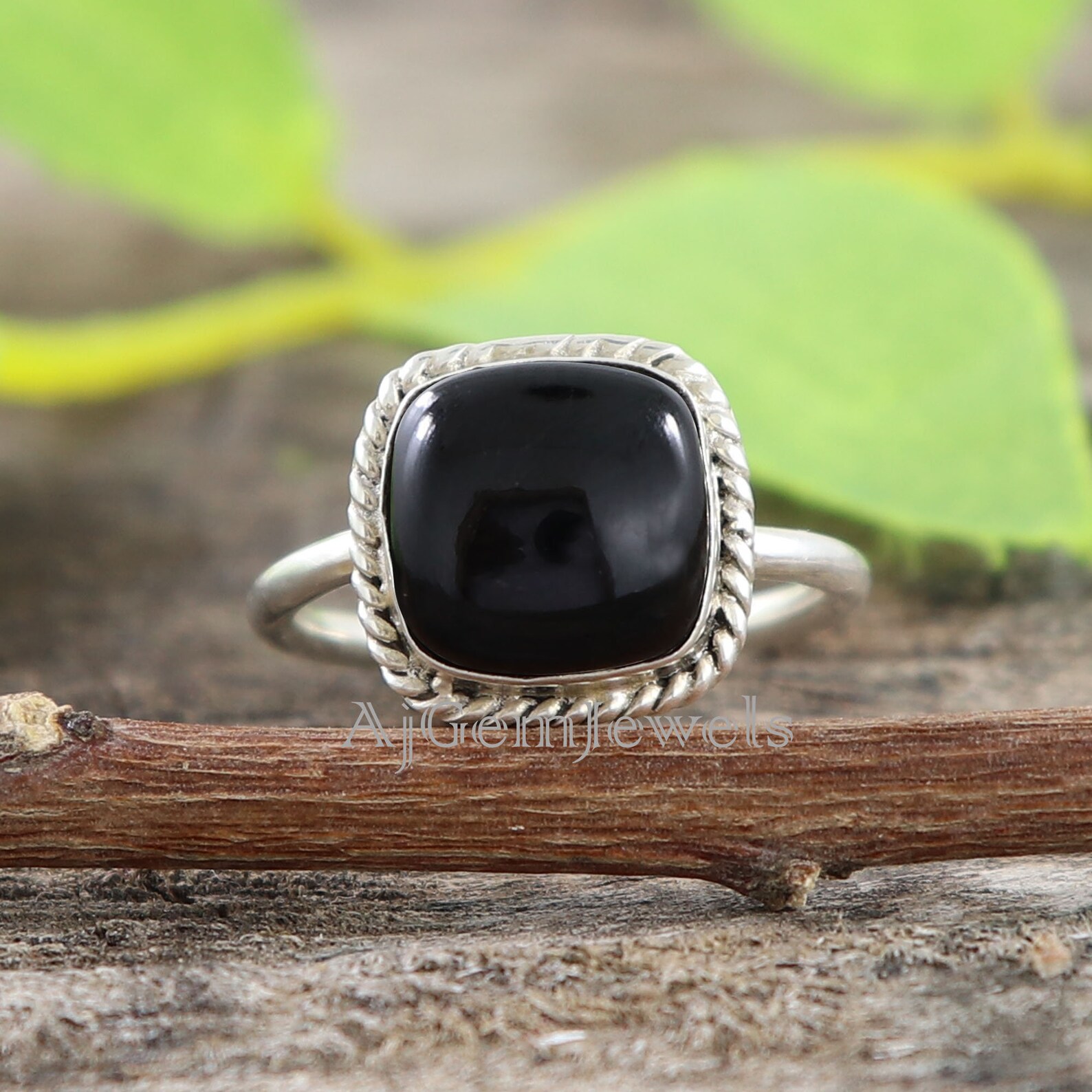 Genuine Black Onyx Ring Black Onyx Silver Ring Black Onyx Etsy