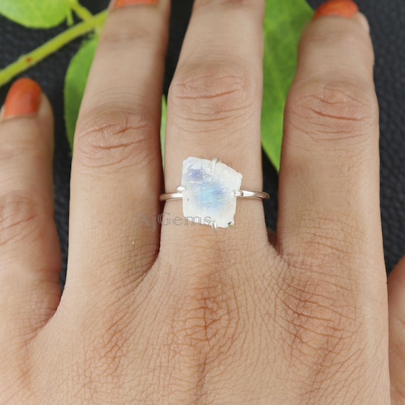 Raw cut 2024 moonstone ring